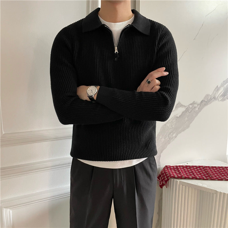 Collared Half-Zip Knit Sweater | Elegant & Versatile | Soft Knit Comfort