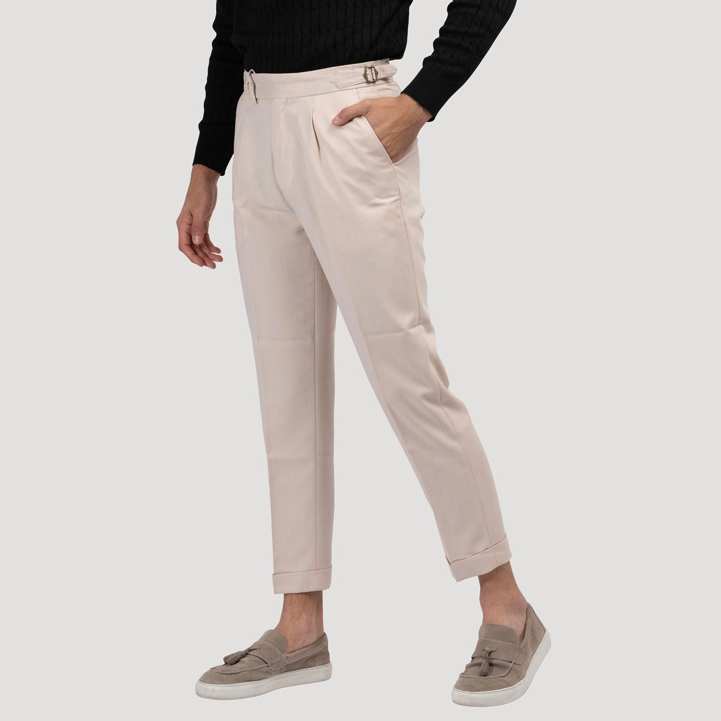 High-Waisted Pleated Trousers | Tailored Fit | Adjustable Waist