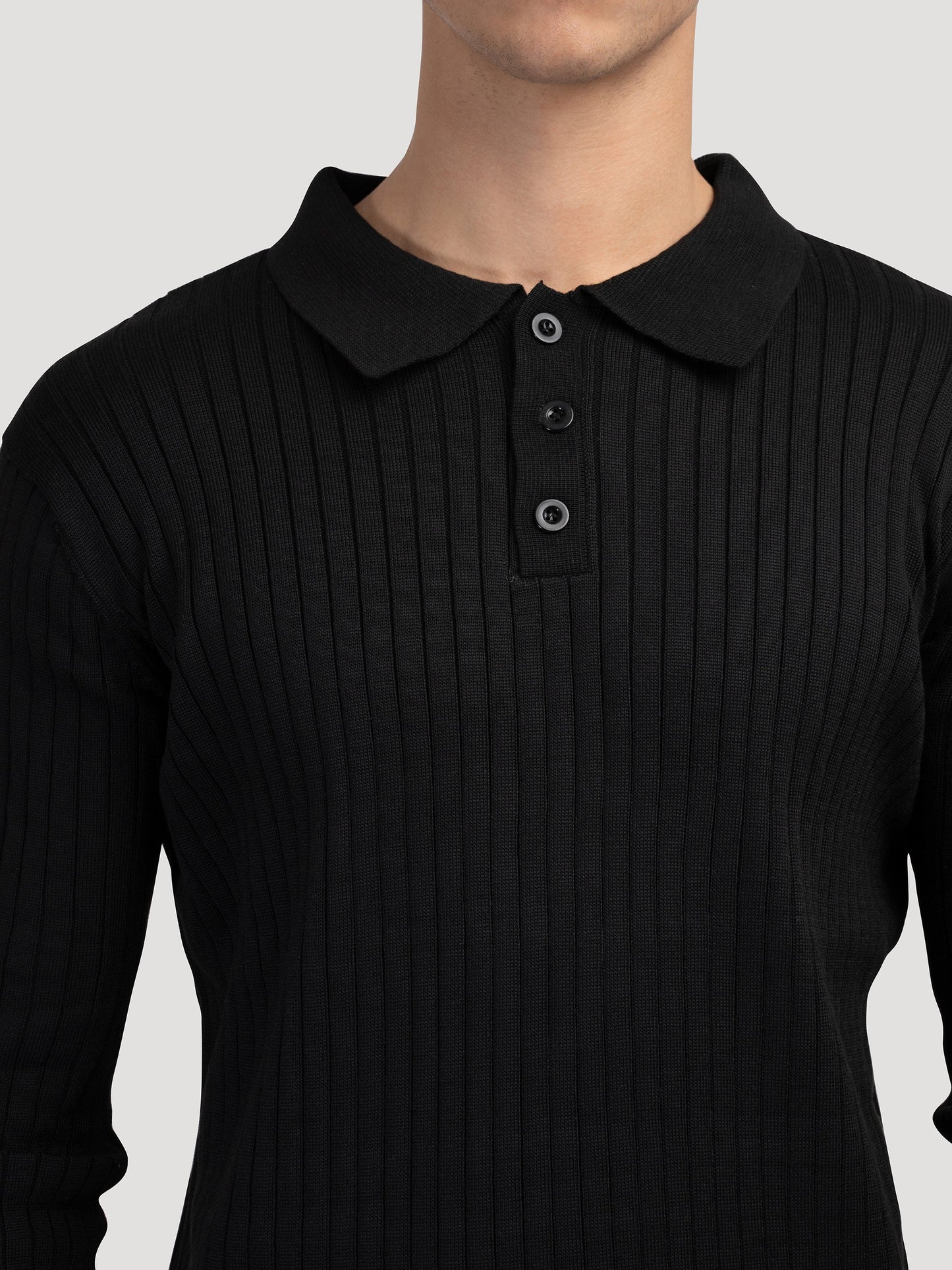 Ribbed Knit Polo Shirt | Cotton Blend | Elegant & Versatile