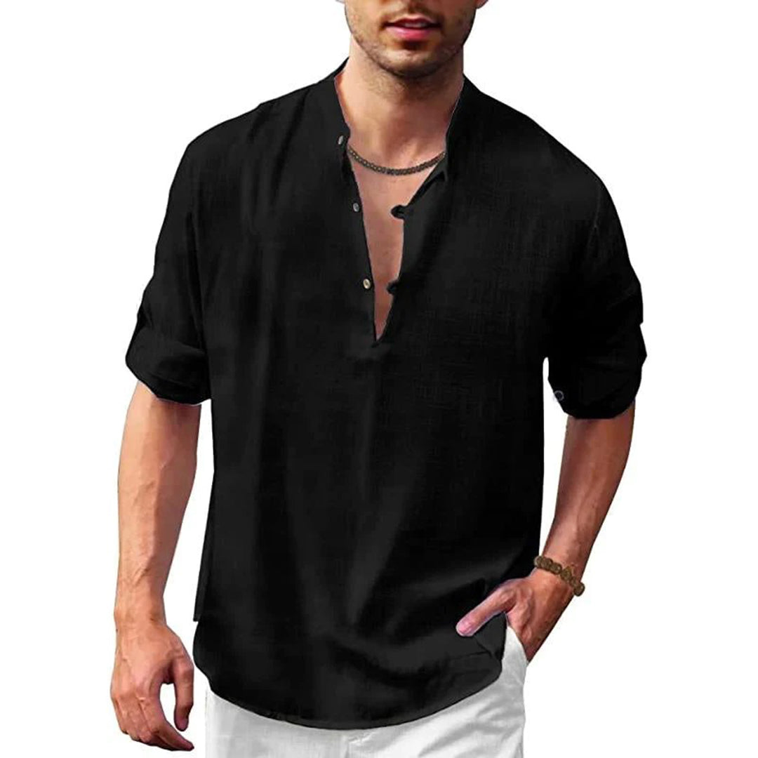 Linen V-Neck Shirt | Lightweight | Casual Summer Wear