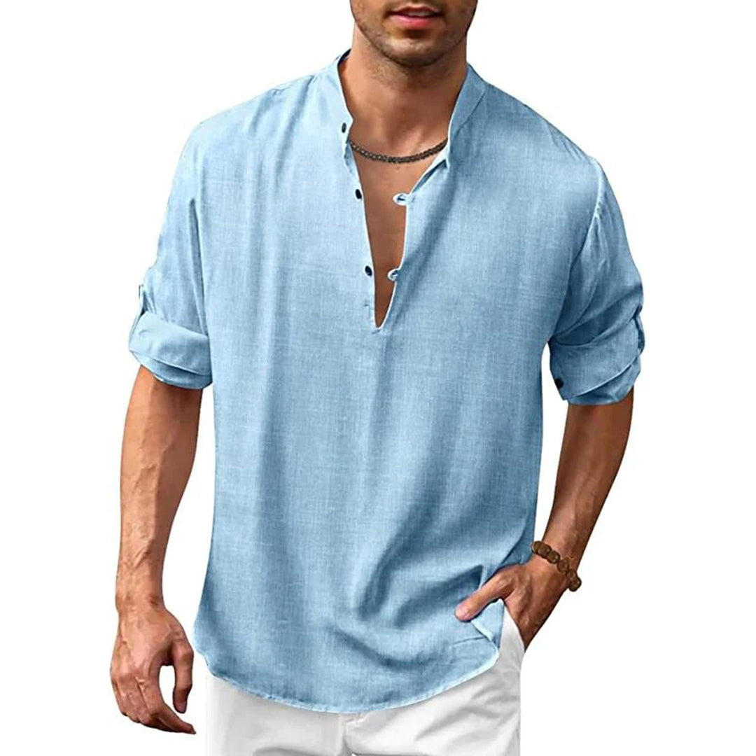 Linen V-Neck Shirt | Lightweight | Casual Summer Wear