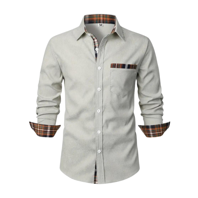 Men’s Plaid-Accent Button-Up Shirt | Smart-Casual | Soft & Stylish