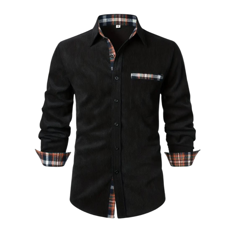 Men’s Plaid-Accent Button-Up Shirt | Smart-Casual | Soft & Stylish