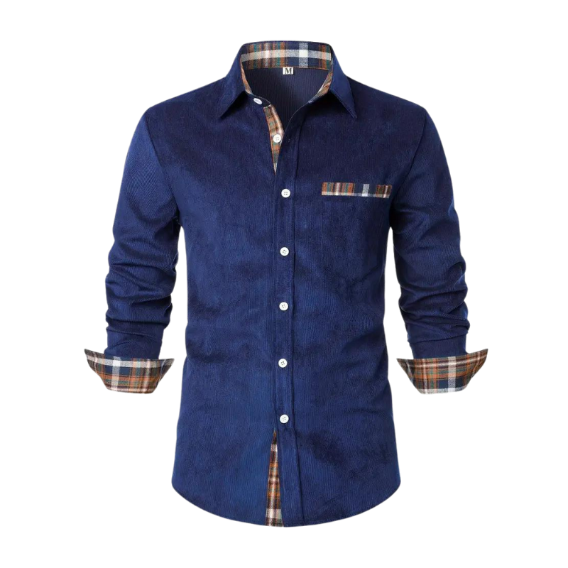 Men’s Plaid-Accent Button-Up Shirt | Smart-Casual | Soft & Stylish