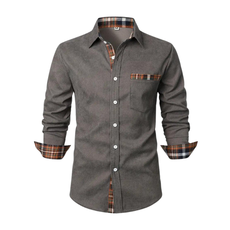 Men’s Plaid-Accent Button-Up Shirt | Smart-Casual | Soft & Stylish