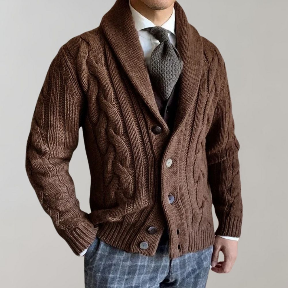 Men's Cable Knit Cardigan | Wool Blend | Elegant & Warm