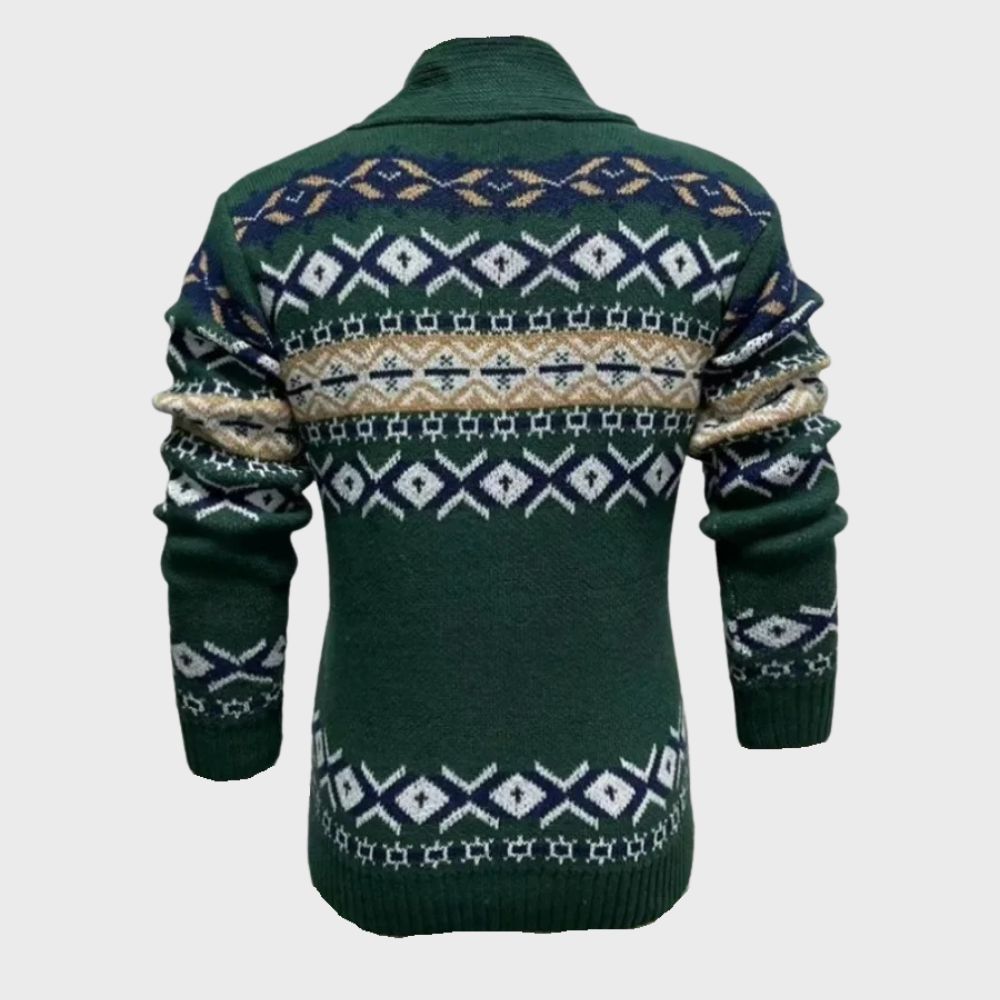 Men's Fair Isle Cardigan | Wool Blend | Warm & Stylish