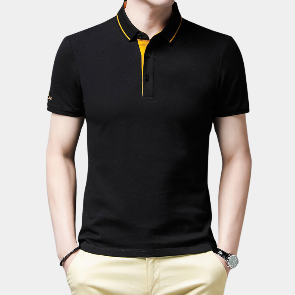 Men’s Contrast-Trim Polo Shirt | Short Sleeve | Smart & Stylish