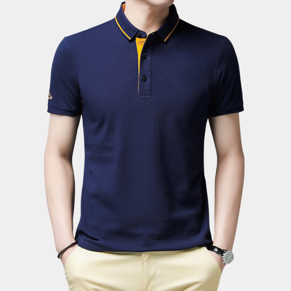 Men’s Contrast-Trim Polo Shirt | Short Sleeve | Smart & Stylish