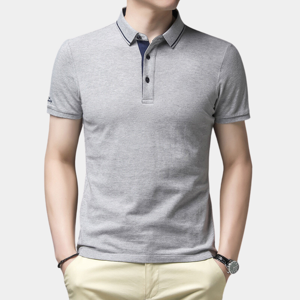 Men’s Contrast-Trim Polo Shirt | Short Sleeve | Smart & Stylish