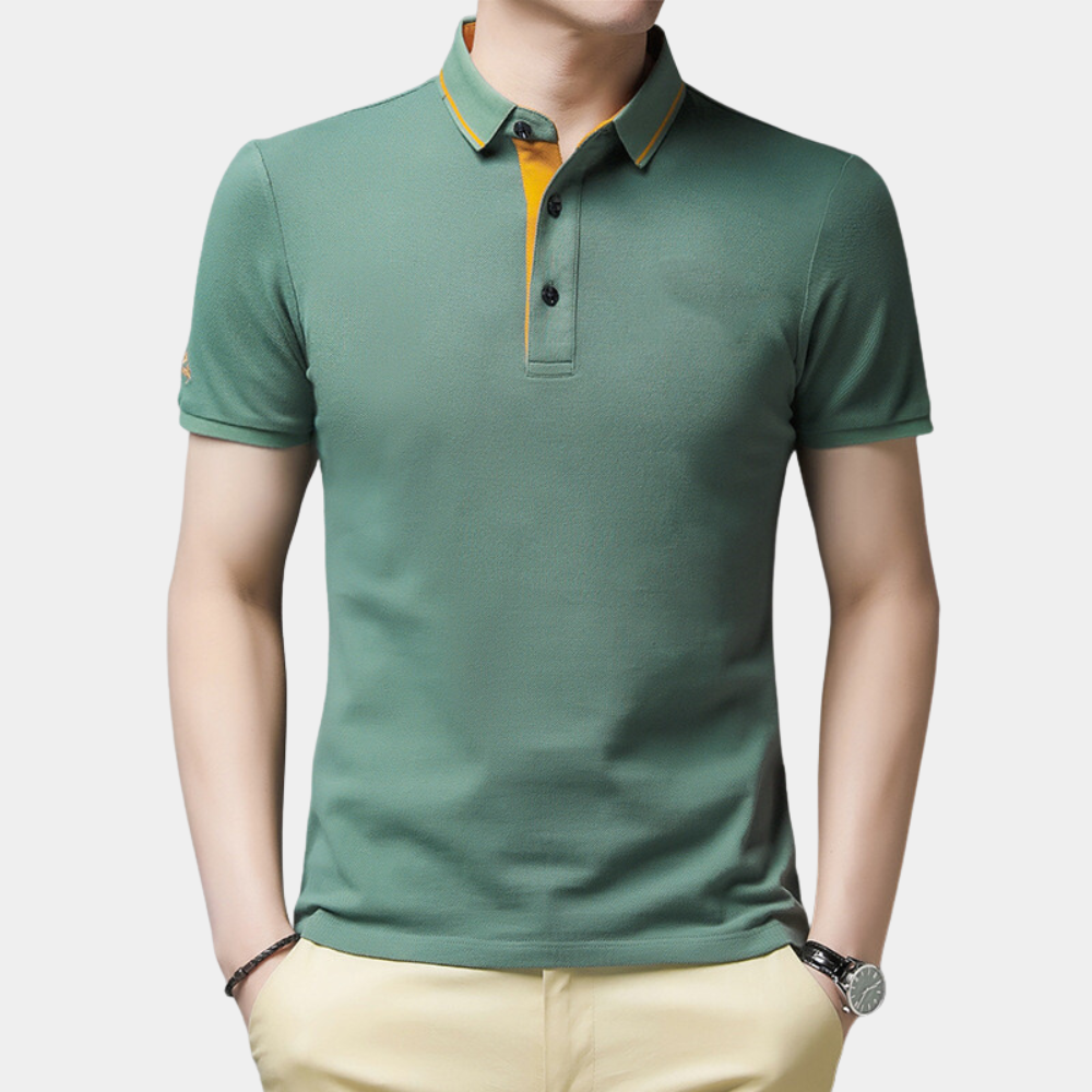 Men’s Contrast-Trim Polo Shirt | Short Sleeve | Smart & Stylish