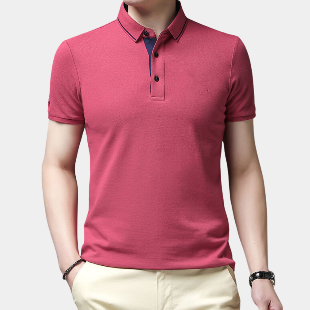 Men’s Contrast-Trim Polo Shirt | Short Sleeve | Smart & Stylish