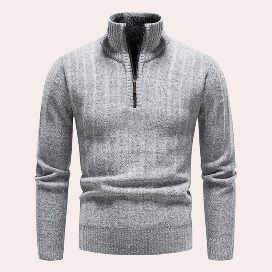 Textured Half-Zip Knitted Sweater | Warm & Stylish | Modern Fit