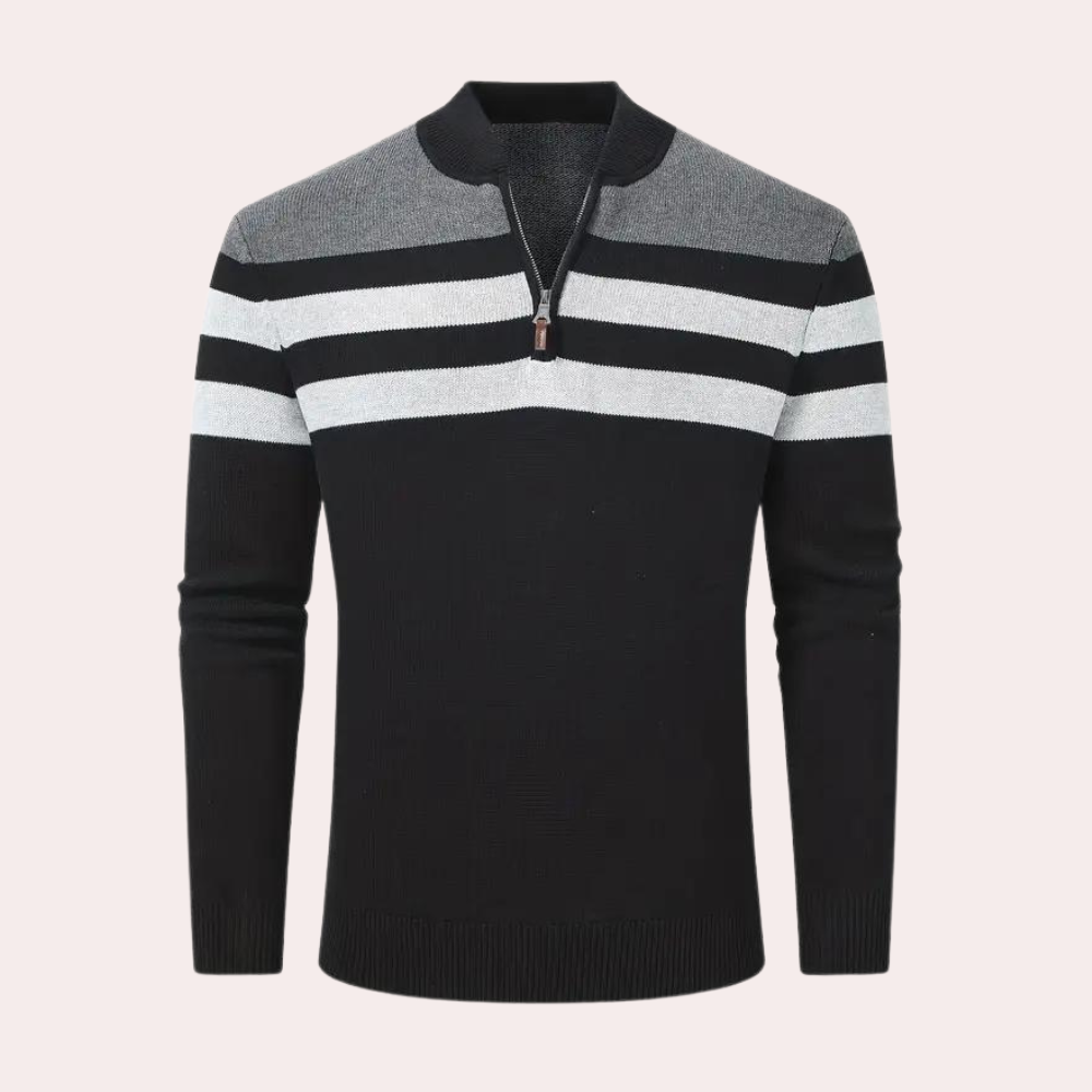 Striped Half-Zip Sweater | Modern Fit | Stylish & Comfortable