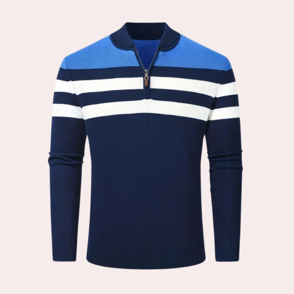 Striped Half-Zip Sweater | Modern Fit | Stylish & Comfortable