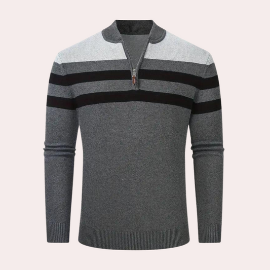 Striped Half-Zip Sweater | Modern Fit | Stylish & Comfortable