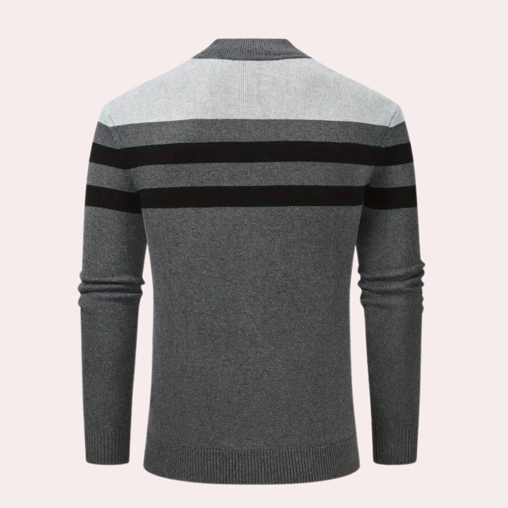 Striped Half-Zip Sweater | Modern Fit | Stylish & Comfortable