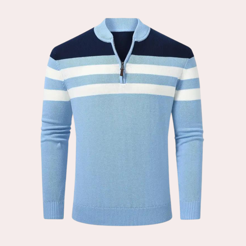 Striped Half-Zip Sweater | Modern Fit | Stylish & Comfortable