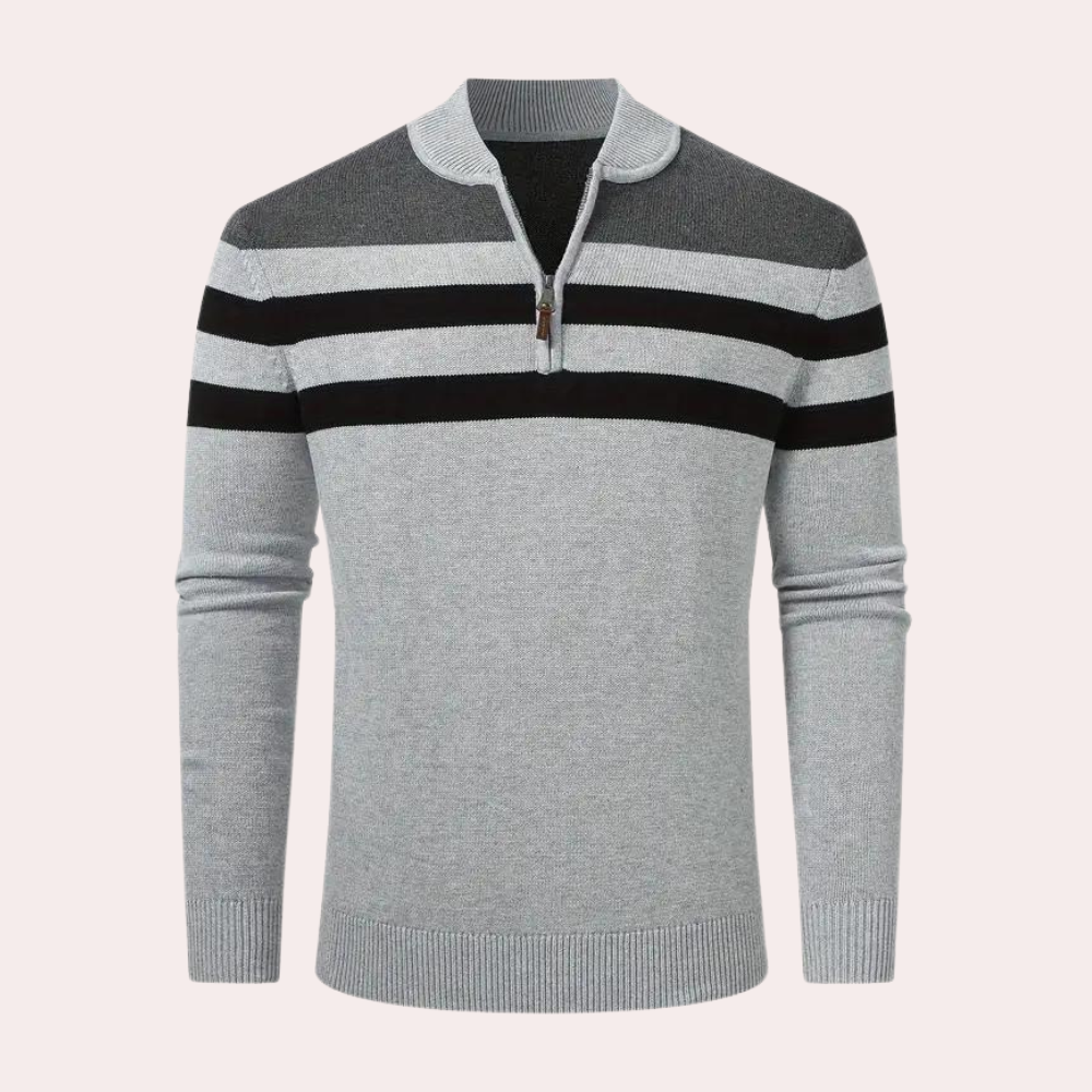 Striped Half-Zip Sweater | Modern Fit | Stylish & Comfortable