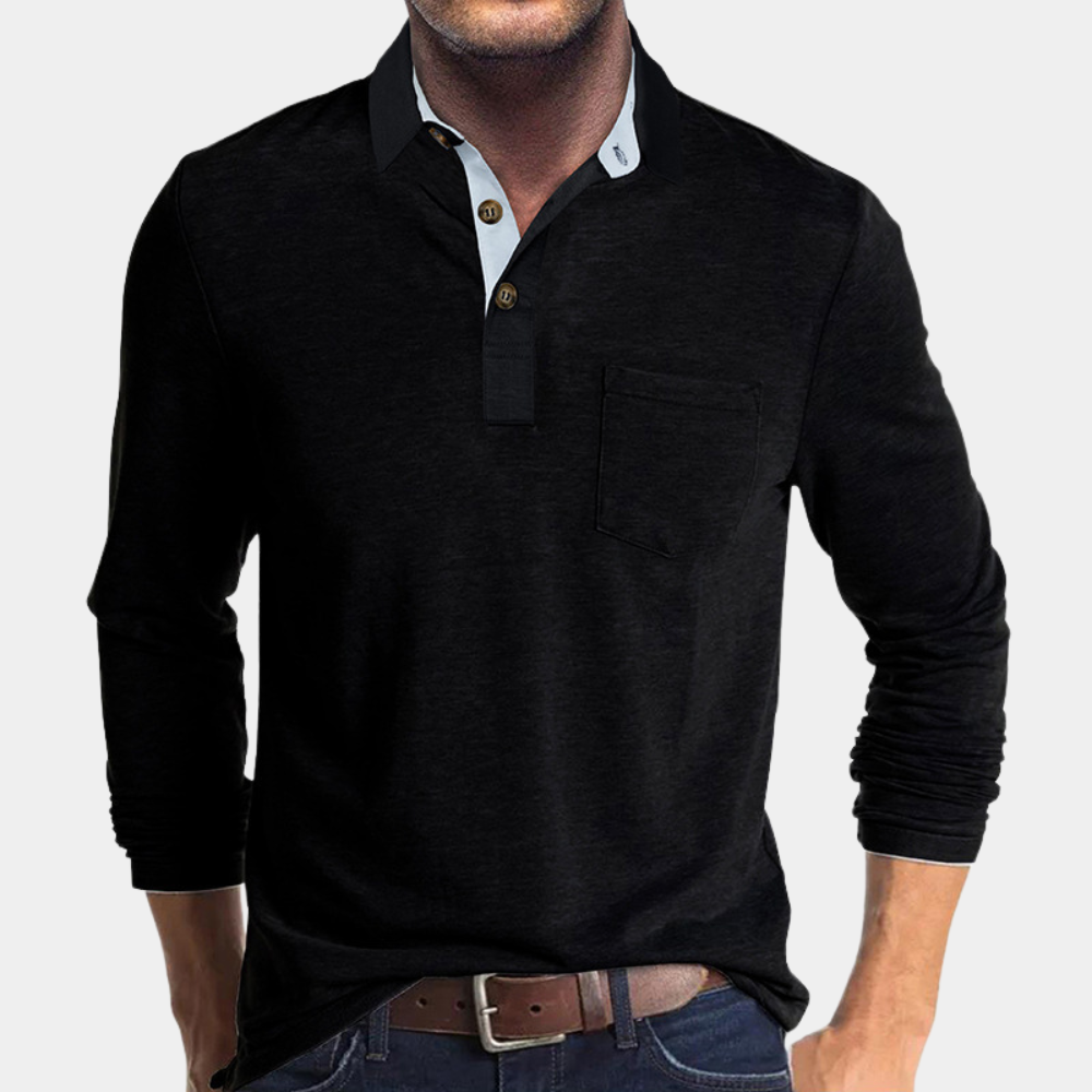 Men’s Long-Sleeve Polo Shirt | Soft & Stylish | Smart-Casual Essential