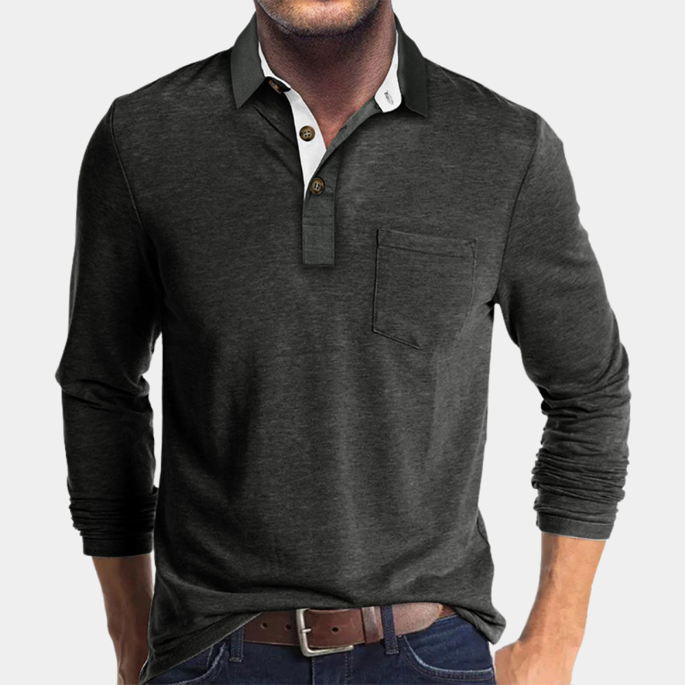 Men’s Long-Sleeve Polo Shirt | Soft & Stylish | Smart-Casual Essential