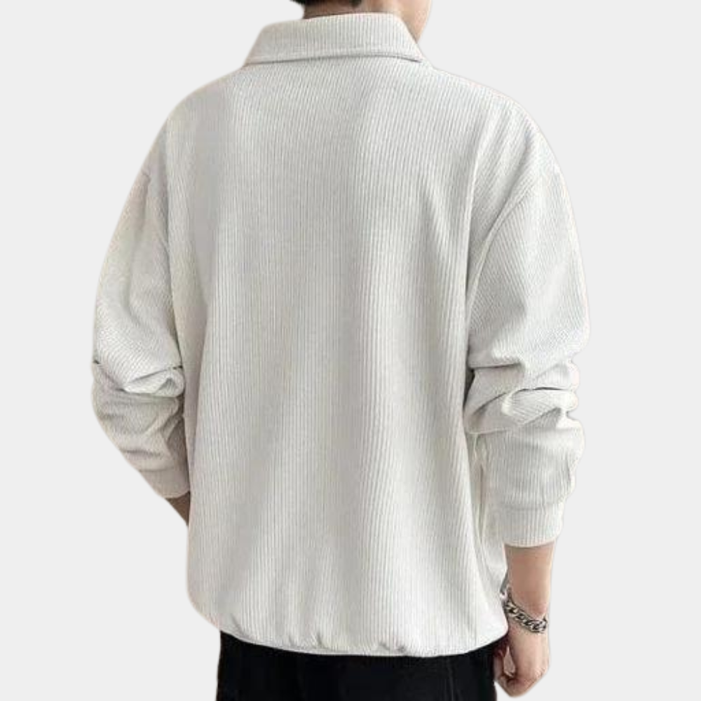 Collared Zip-Up Pullover | Relaxed Fit | Minimal & Stylish