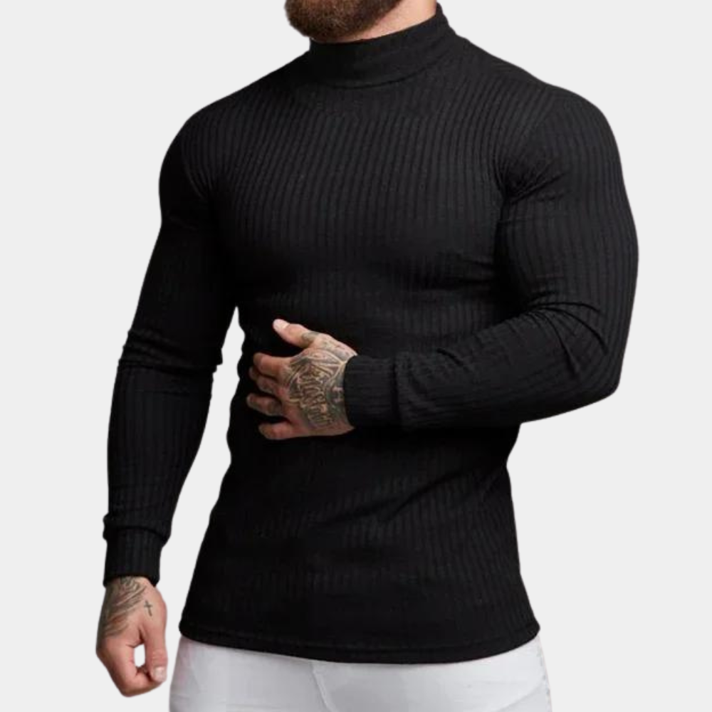 Men’s Ribbed Turtleneck Sweater | Slim Fit | Warm & Stylish