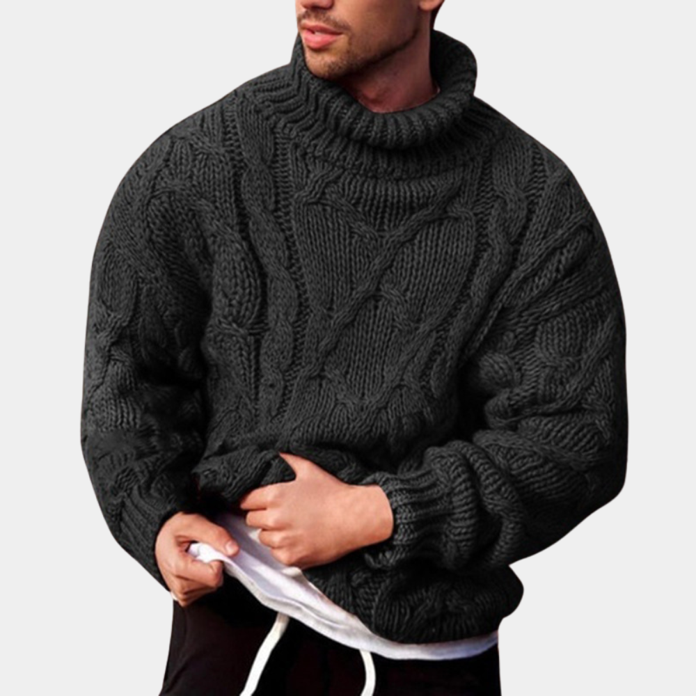 Men’s Chunky Cable-Knit Turtleneck Sweater | Warm & Stylish | Cozy Winter Essential