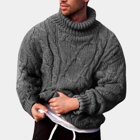 Men’s Chunky Cable-Knit Turtleneck Sweater | Warm & Stylish | Cozy Winter Essential