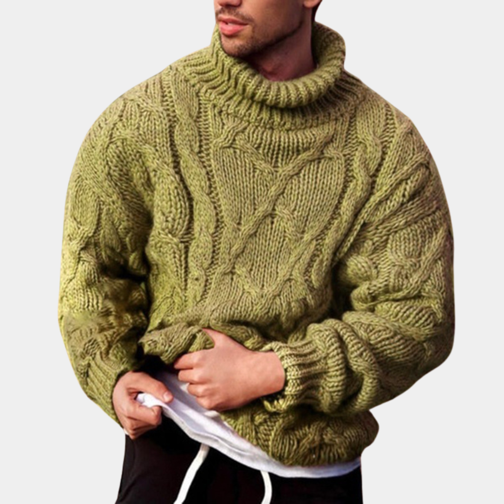 Men’s Chunky Cable-Knit Turtleneck Sweater | Warm & Stylish | Cozy Winter Essential