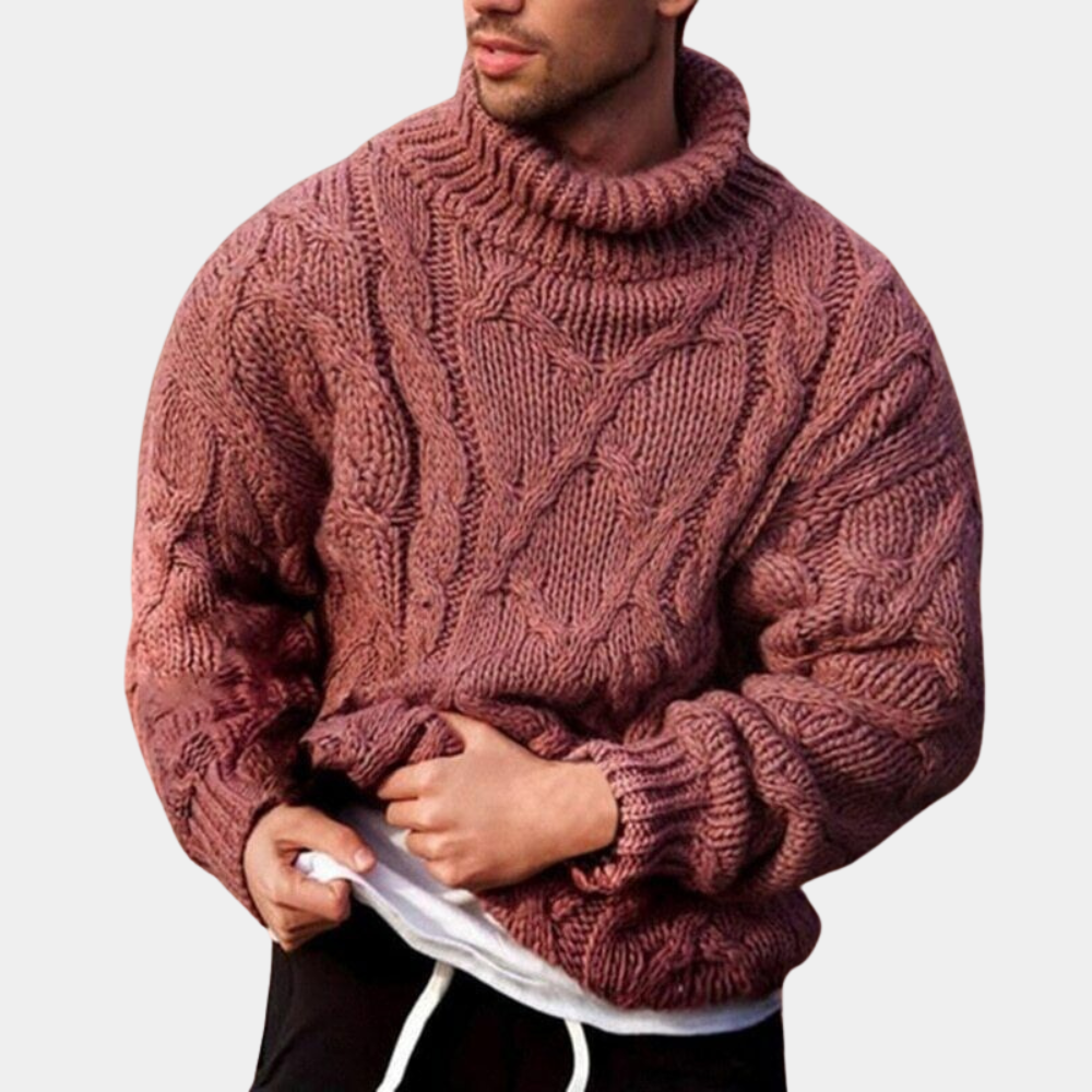 Men’s Chunky Cable-Knit Turtleneck Sweater | Warm & Stylish | Cozy Winter Essential