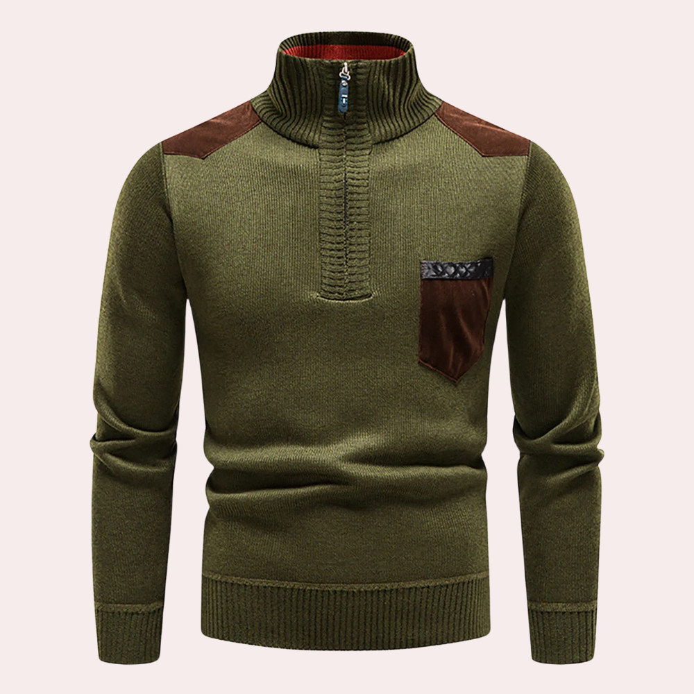 Men’s Quarter-Zip Knit Sweater | Warm & Stylish | Outdoor-Inspired Design