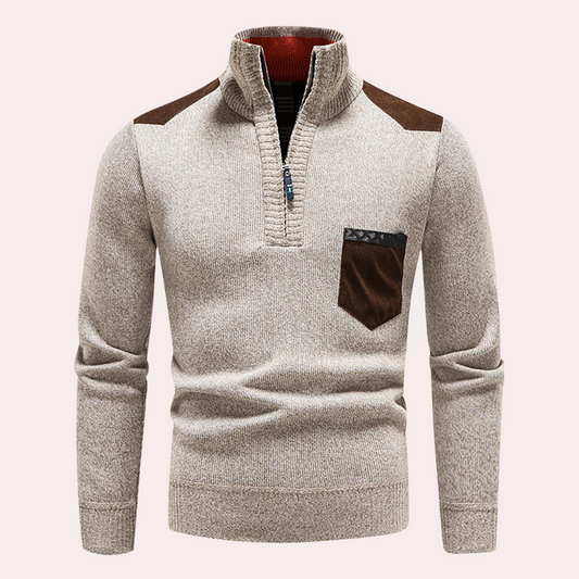 Men’s Quarter-Zip Knit Sweater | Warm & Stylish | Outdoor-Inspired Design