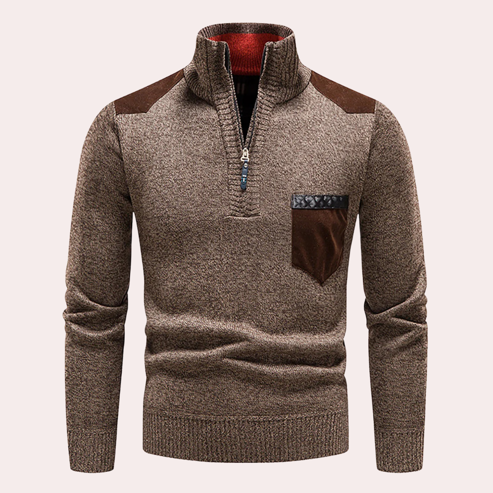 Men’s Quarter-Zip Knit Sweater | Warm & Stylish | Outdoor-Inspired Design