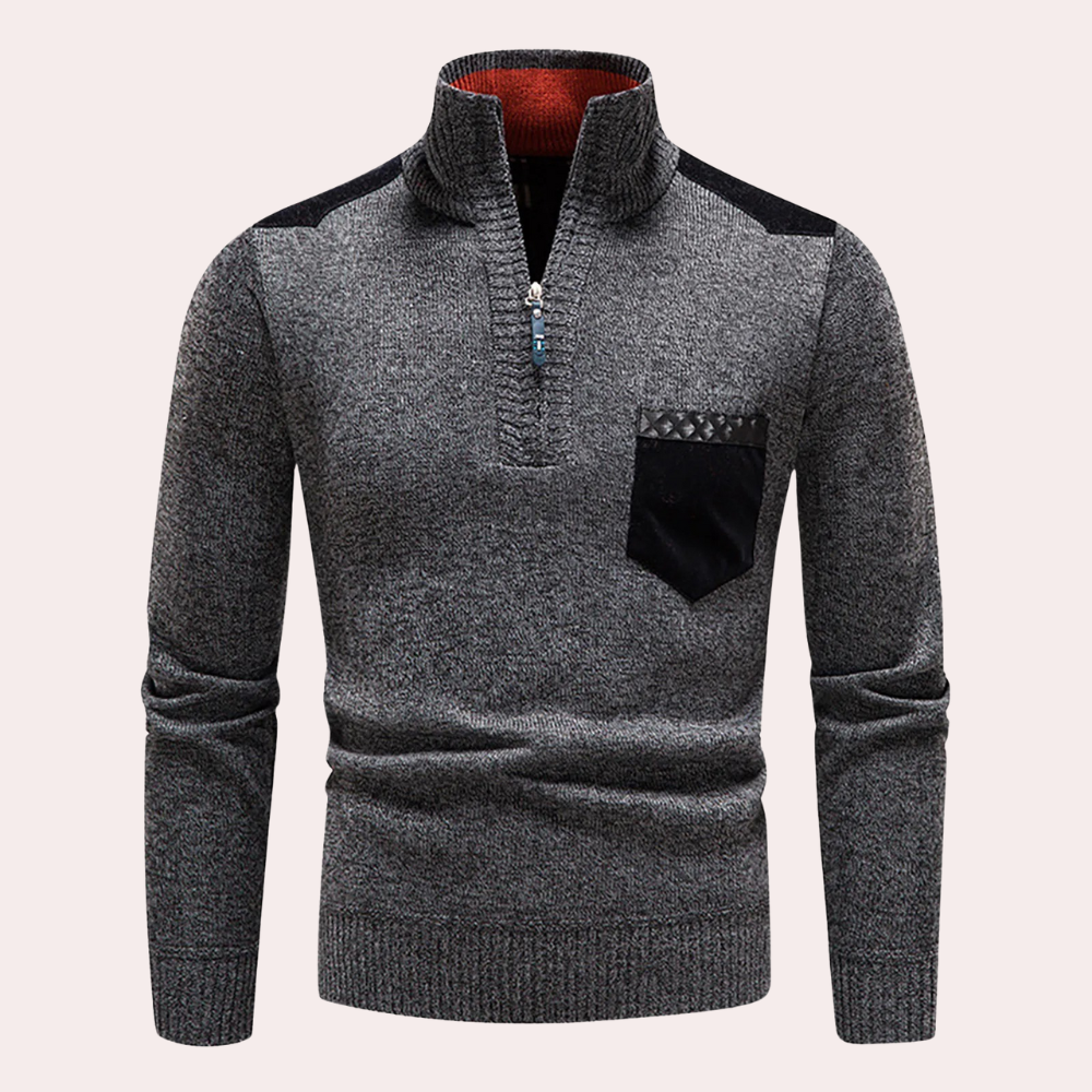 Men’s Quarter-Zip Knit Sweater | Warm & Stylish | Outdoor-Inspired Design