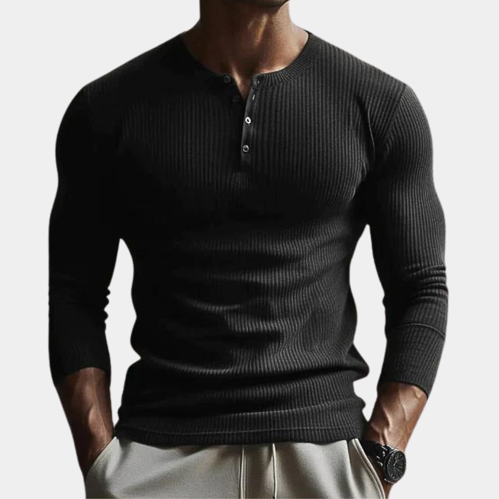 Men’s Slim-Fit Henley Shirt | Long Sleeve | Stylish & Comfortable