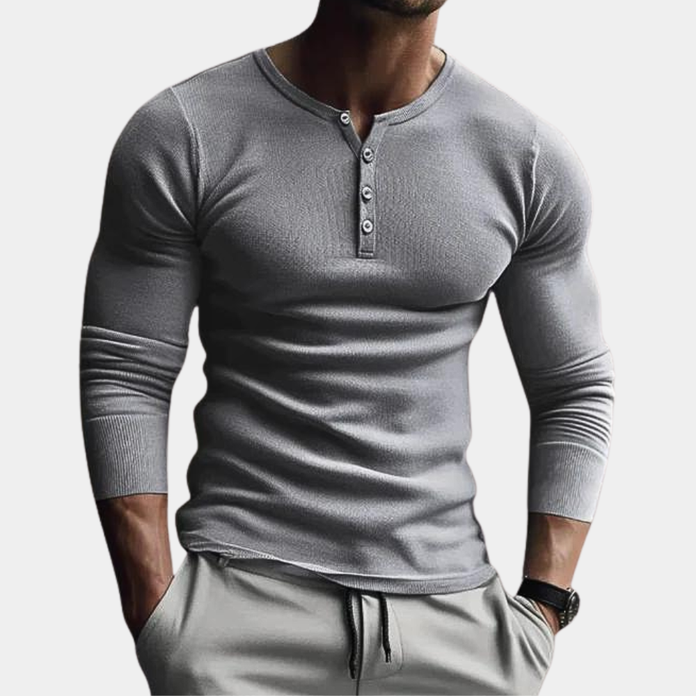 Men’s Slim-Fit Henley Shirt | Long Sleeve | Stylish & Comfortable