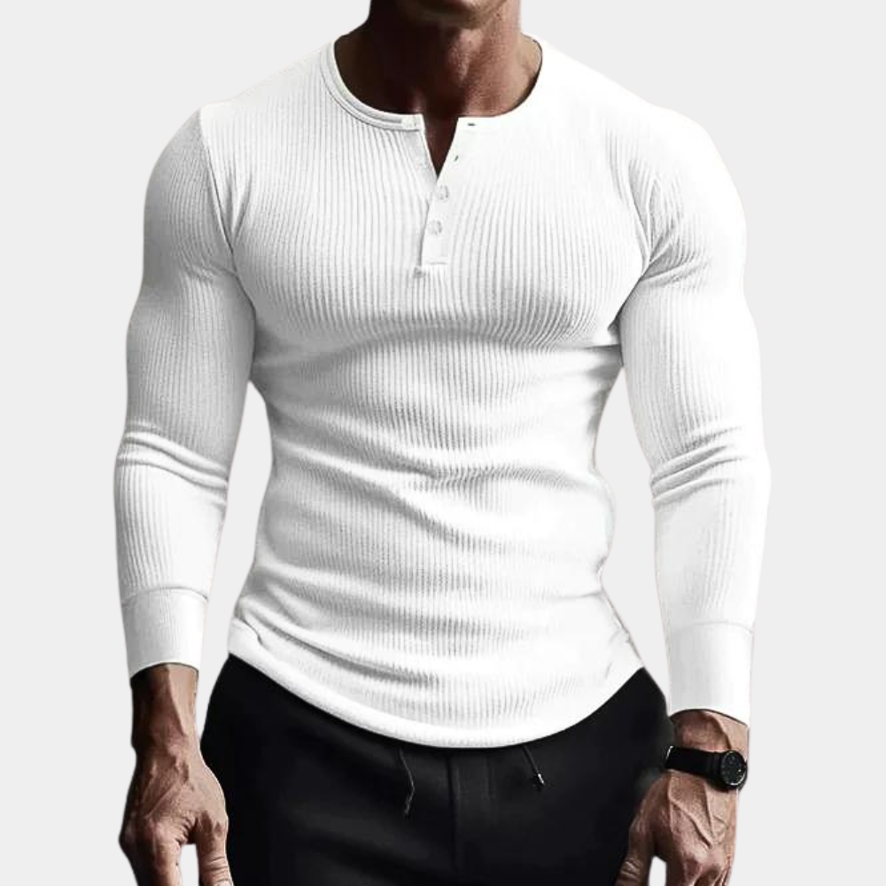 Men’s Slim-Fit Henley Shirt | Long Sleeve | Stylish & Comfortable