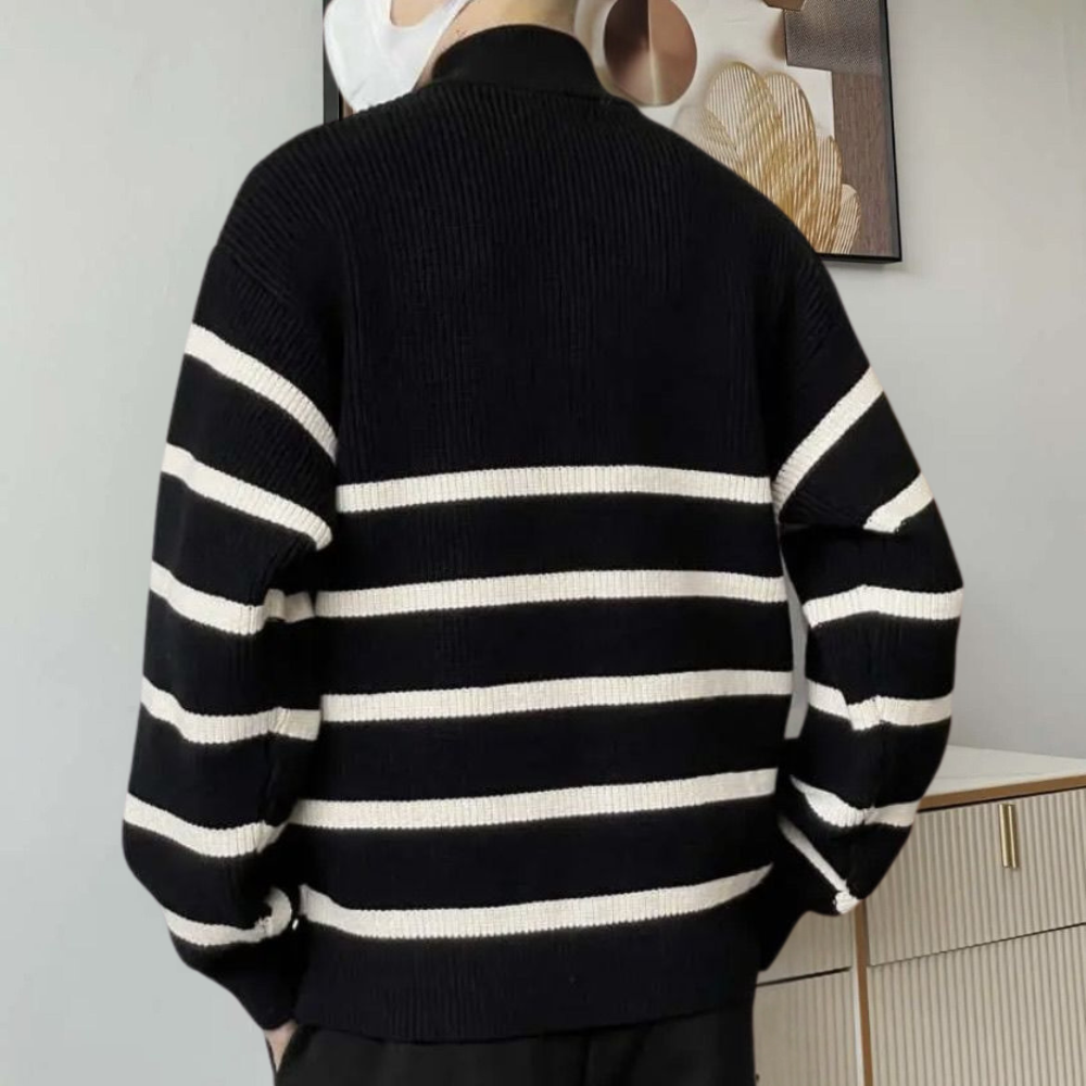 Men’s Striped Quarter-Zip Sweater | Modern & Comfortable | Stylish Knitwear