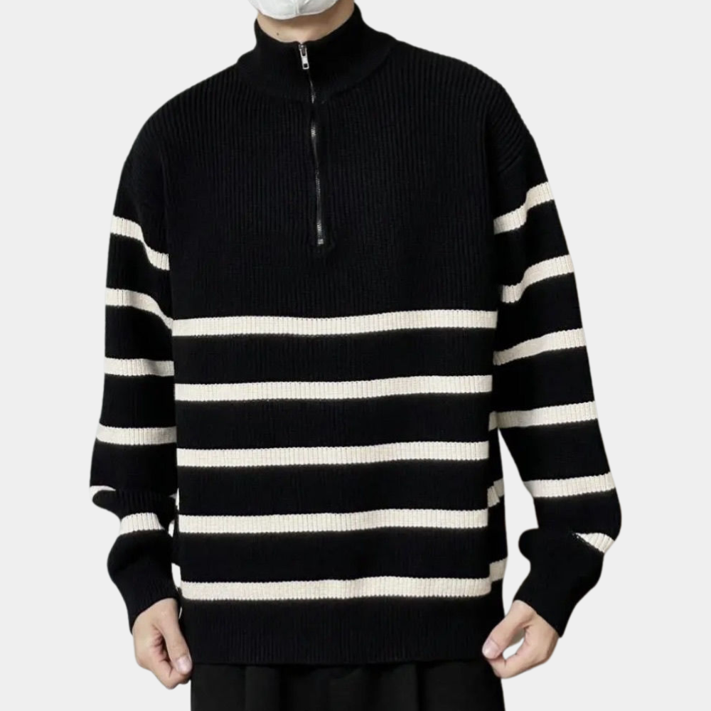 Men’s Striped Quarter-Zip Sweater | Modern & Comfortable | Stylish Knitwear