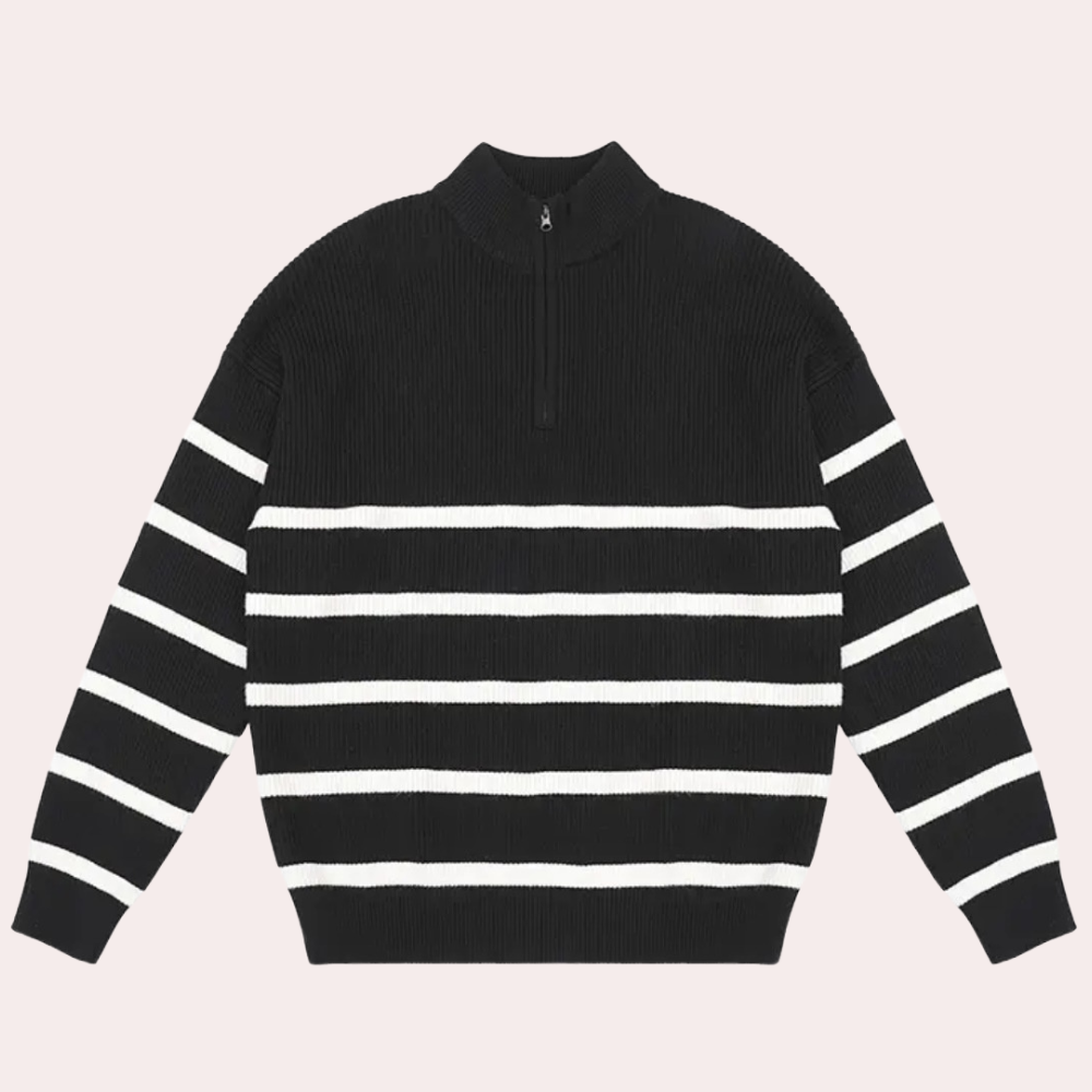 Men’s Striped Quarter-Zip Sweater | Modern & Comfortable | Stylish Knitwear