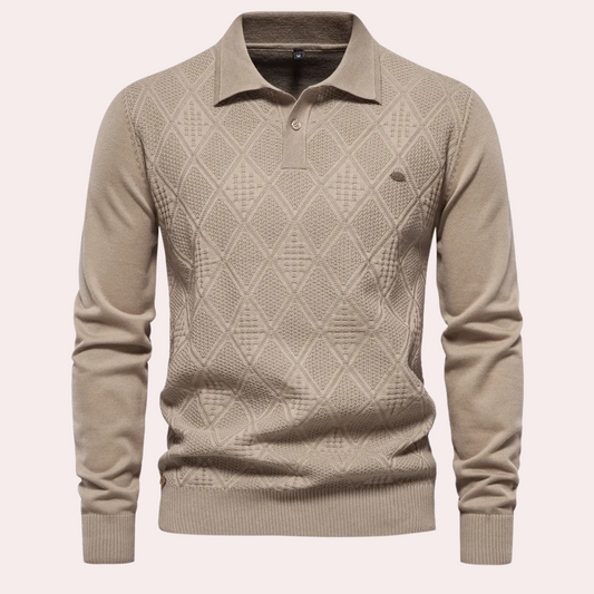 Men’s Textured Knit Polo Sweater | Classic & Stylish | Smart-Casual Essential