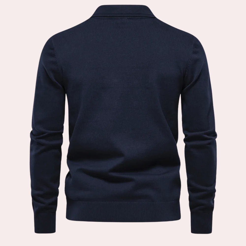 Men’s Textured Knit Polo Sweater | Classic & Stylish | Smart-Casual Essential