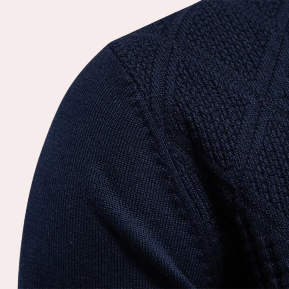 Men’s Textured Knit Polo Sweater | Classic & Stylish | Smart-Casual Essential