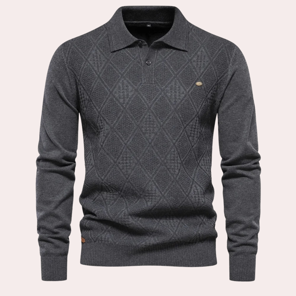 Men’s Textured Knit Polo Sweater | Classic & Stylish | Smart-Casual Essential