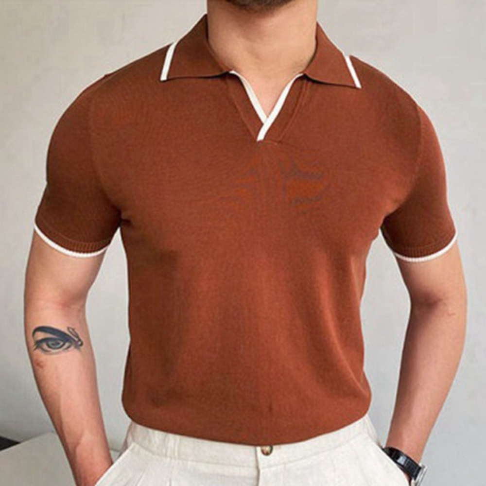 Men’s Knitted Polo Shirt | Short Sleeve | Retro & Stylish