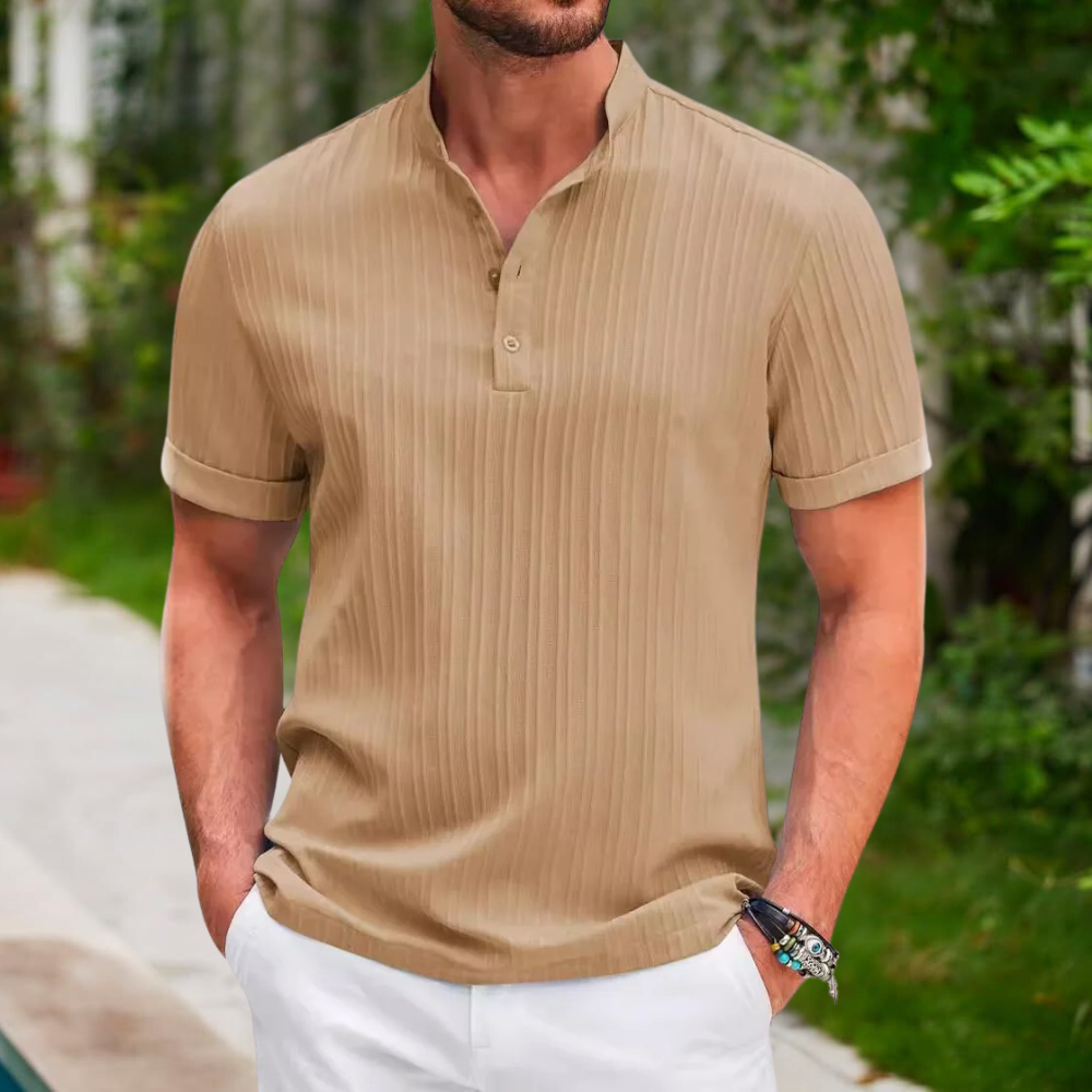 Ribbed Knit Polo Shirt | Soft & Breathable | Modern Elegance