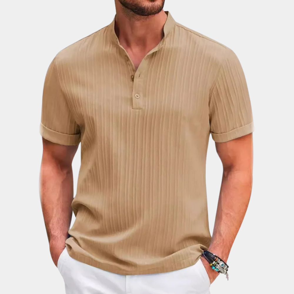 Ribbed Knit Polo Shirt | Soft & Breathable | Modern Elegance