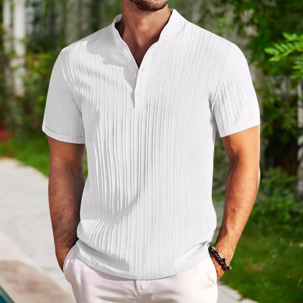 Ribbed Knit Polo Shirt | Soft & Breathable | Modern Elegance