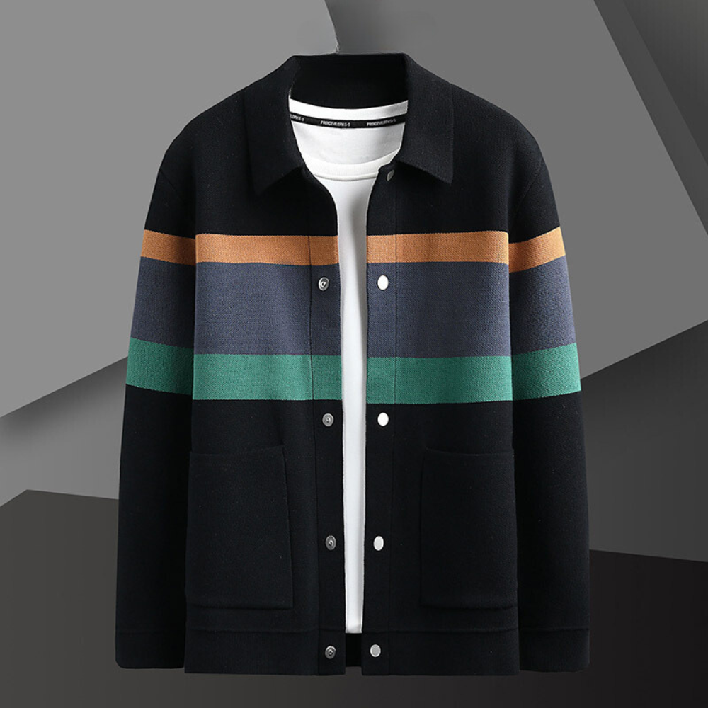 Men’s Color-Block Cardigan Jacket | Button-Up | Stylish & Comfortable